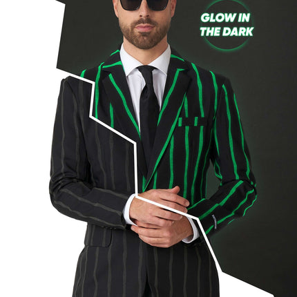 Czarny garnitur męski w prążki <tc>Suitmeister</tc>
