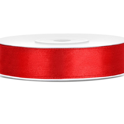 Wstążka satynowa czerwona 12 mm 25 m