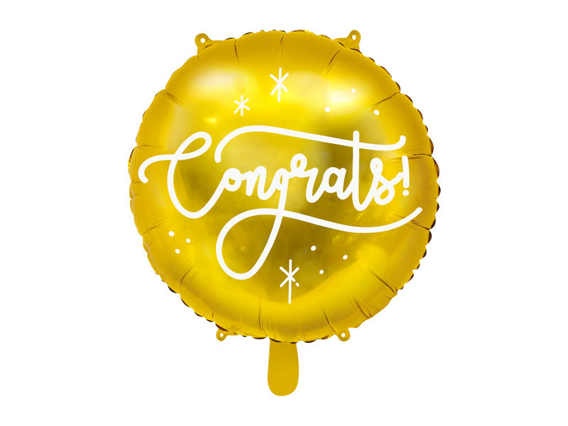 Balon helowy Gratulacje Złoty Pusty 35cm
