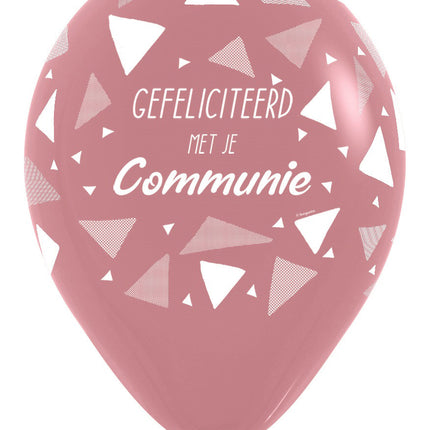 Balony Gratulacyjne Na Komunię Trójkąty Różane 30cm 25szt