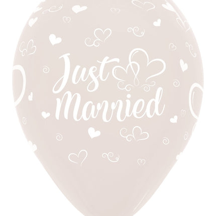 Balony Just Married Hearts Crystal Clear 30cm 25szt