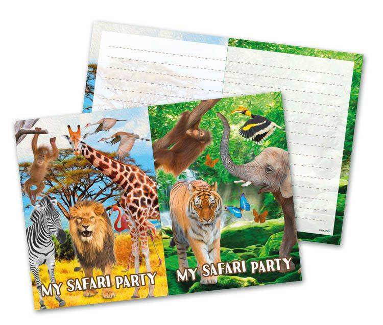 Zaproszenia Zwierzęta Safari 8szt