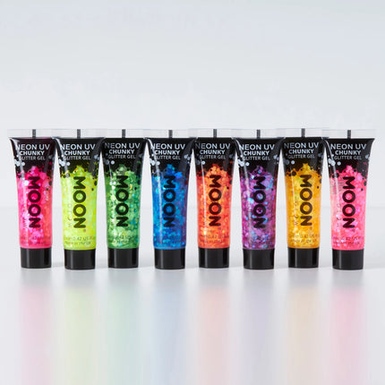 Moon Glow Neon UV Chunky Glitter Gel Orange 12ml