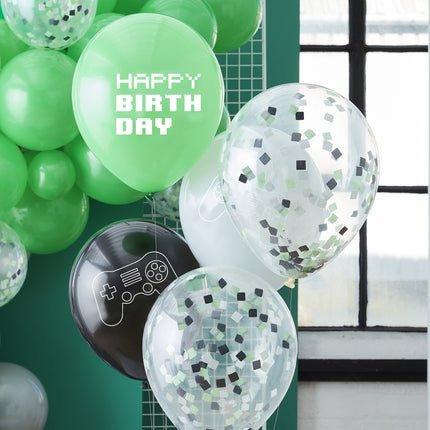 Balony na imprezę gamingową Happy Birthday 30cm 5szt