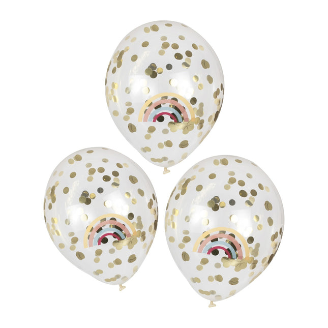 Tęczowe balony z konfetti 30cm 5szt