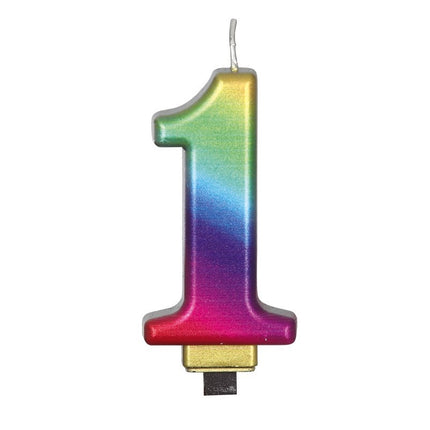 Świeczka Rainbow 1 Year Metallic 8 cm