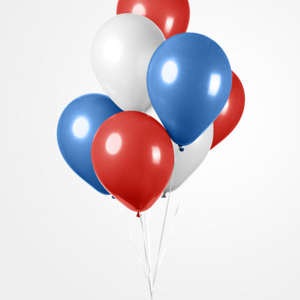 Czerwone białe niebieskie balony 30cm 10szt