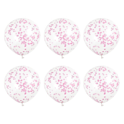 Balony konfetti różowe 40cm 6szt