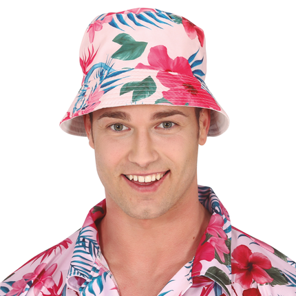 Kapelusz w kwiaty z flamingiem