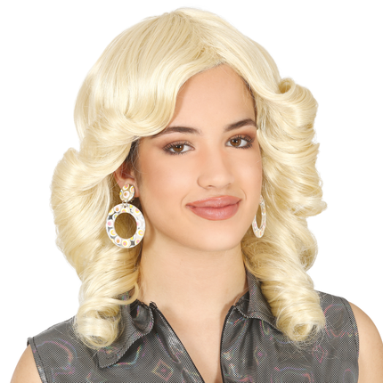 Kręcona peruka jasny blond