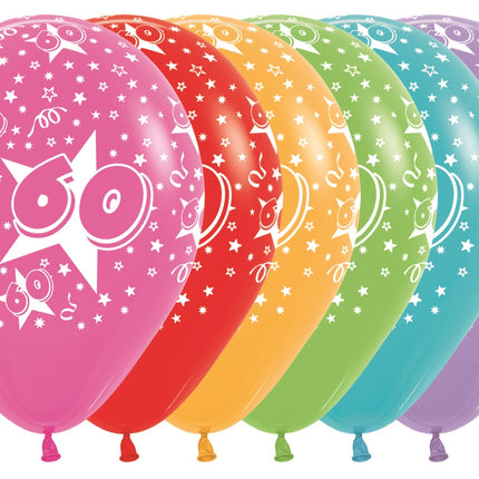 Balony Numer 60 Mix 30cm 25szt