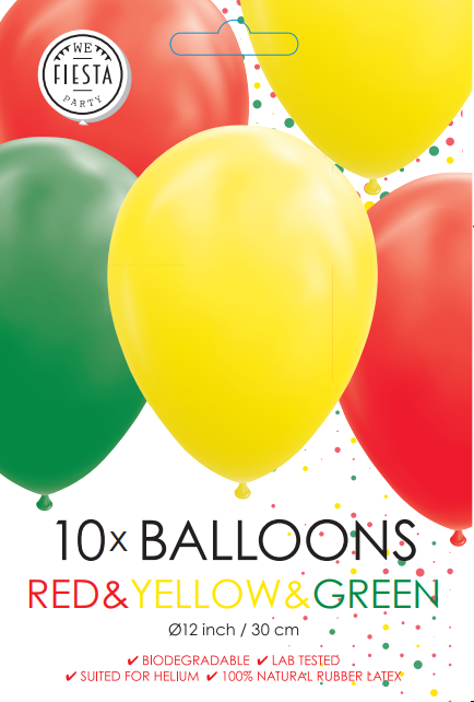 Balony czerwone żółte zielone 30cm 10szt