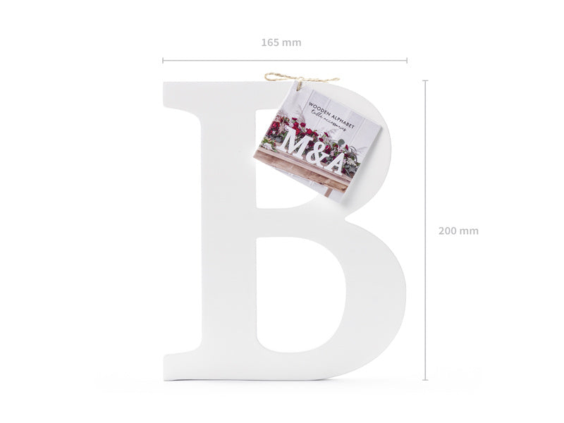 Biała litera B Drewno 20 cm