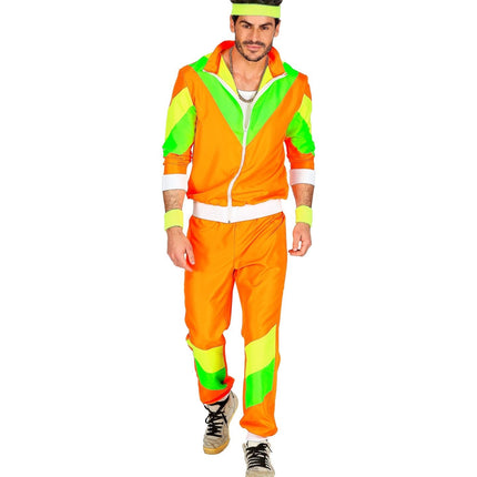 Neonowy dres 80S Wadliwy zielono-pomarańczowy
