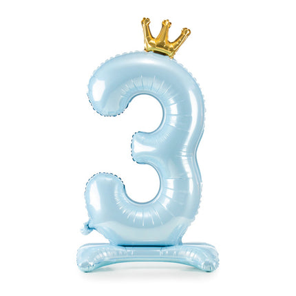 Balon foliowy figura 3 jasnoniebieski standardowy pusty 84 cm