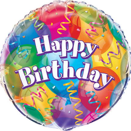 Balon helowy Happy Birthday Balony kolorowe 45 cm puste