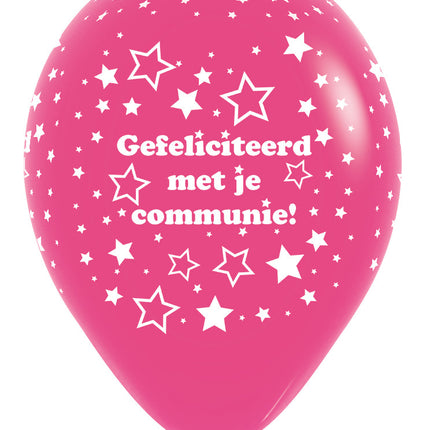 Balony komunijne gwiazdki fuksja 30cm 25szt