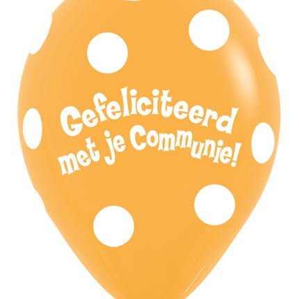 Balony komunijne Polka Dots Mango 30cm 50szt