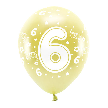 Balony 6 lat złote 33cm 6szt