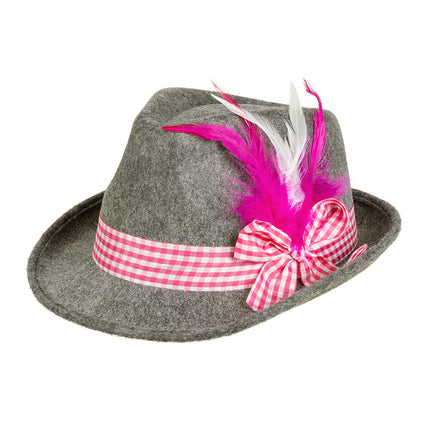 Oktoberfest Tiroler Hat Szaro-różowy