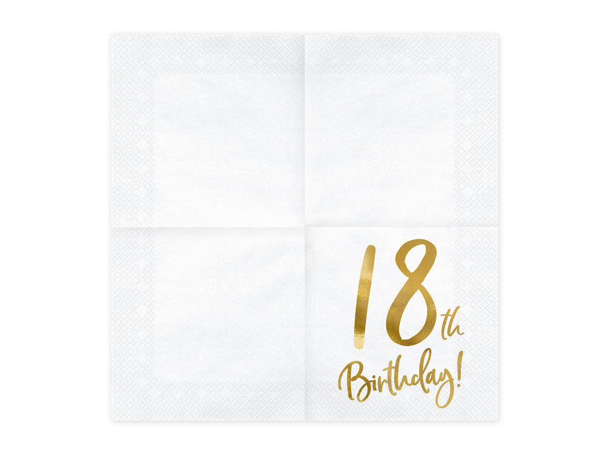 Serwetki 18 lat białe 33cm 20szt