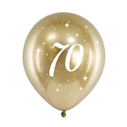 Balony 70 lat złote 30cm 6szt