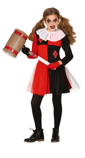 Kostium Harlequin na Halloween dla dziecka czarno-czerwony