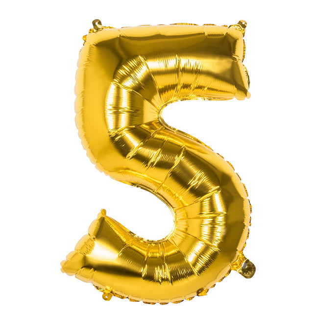 Balon ze złotym numerem 5 lat 86 cm