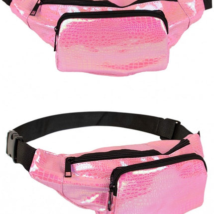 Torebka biodrowa Snake Leather Print różowa