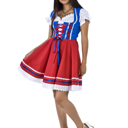 Oktoberfest Dirndl Dress Oktoberfest Red Blue Ladies 2 Pieces