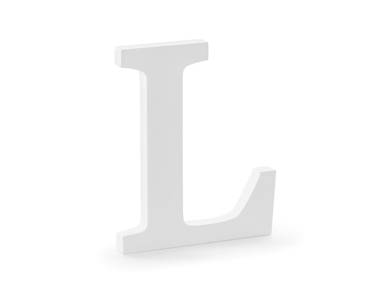 Biała litera L Drewno 20 cm