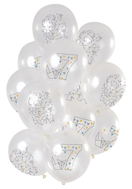 Balony 7 lat Origami 30cm 12szt