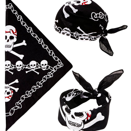 Czarno-biała piracka bandana