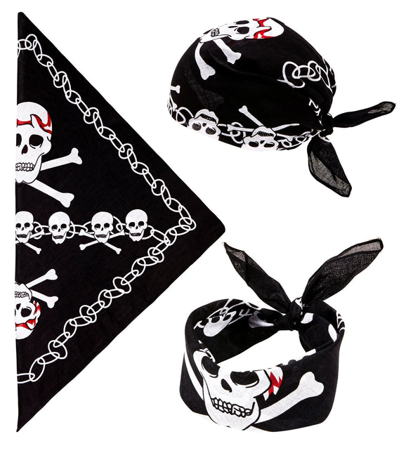 Czarno-biała piracka bandana