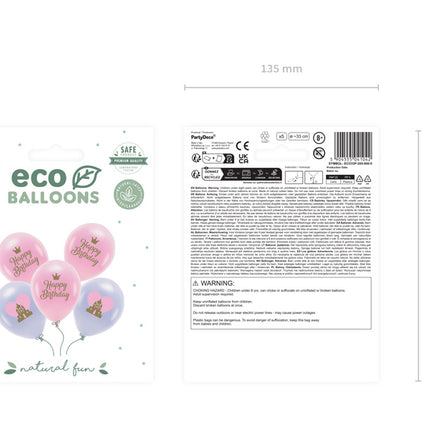 Balony urodzinowe fioletowe różowe 26cm 5szt