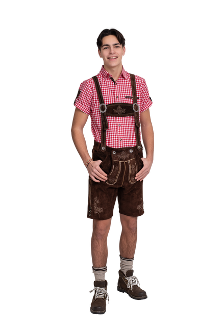 Brązowe krótkie buty męskie Lederhose
