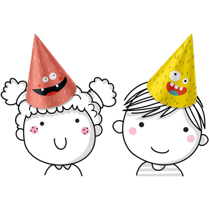 Papierowe czapki na imprezę z potworami 6 szt