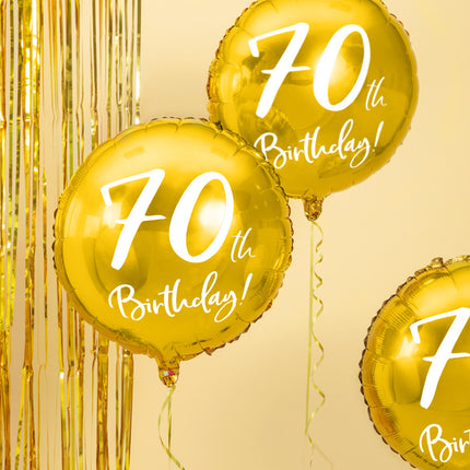 Balon helowy na 70 urodziny złoty pusty 45cm