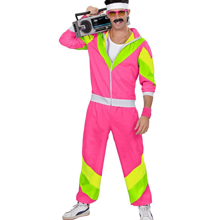 Neonowy dres 80S Wadliwy zielony różowy
