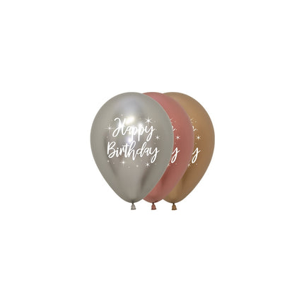 Balony Happy Birthday Radiant Reflex Mix 12cm 50szt