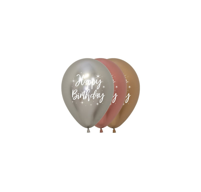 Balony Happy Birthday Radiant Reflex Mix 12cm 50szt