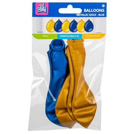 Balony niebieskie złote metaliczne 30cm 6szt