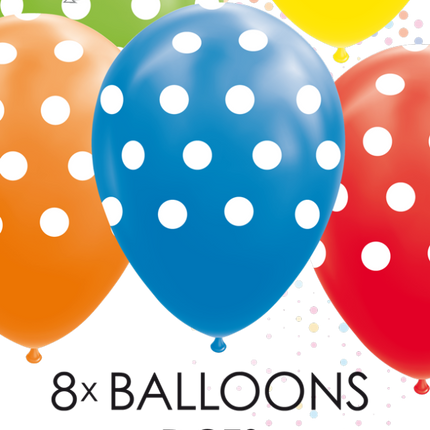Kolorowe balony w kropki 30,5 cm 8 szt.