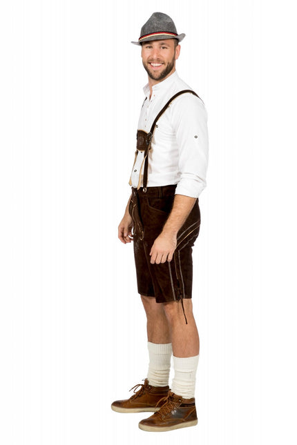 Ciemnobrązowe Lederhose Męskie Krótkie