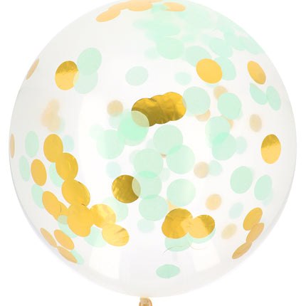 Balon z konfetti Niebieski Złoty 61cm