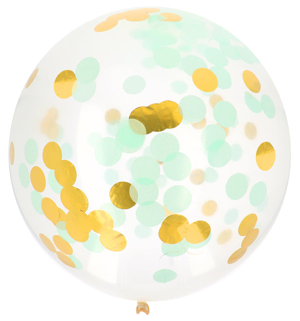 Balon z konfetti Niebieski Złoty 61cm