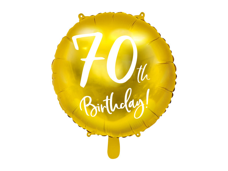 Balon helowy na 70 urodziny złoty pusty 45cm
