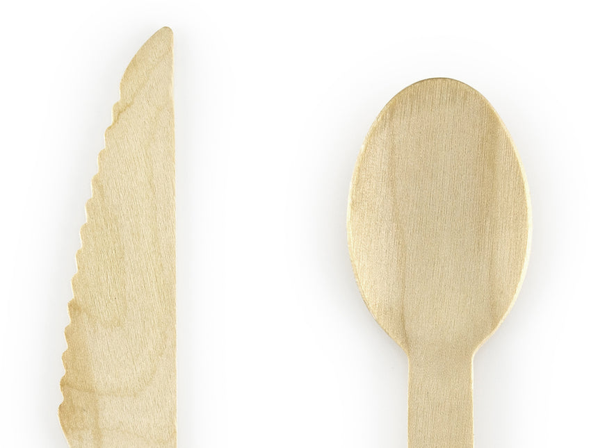 Sztućce drewniane jasnoróżowe 16cm 18 szt.
