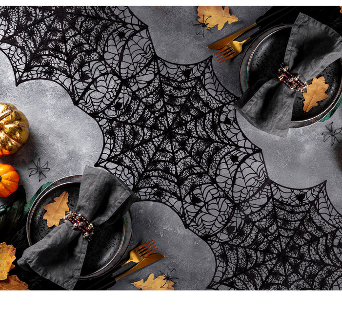 Halloweenowy bieżnik na stół Spider's Web 1,36 m