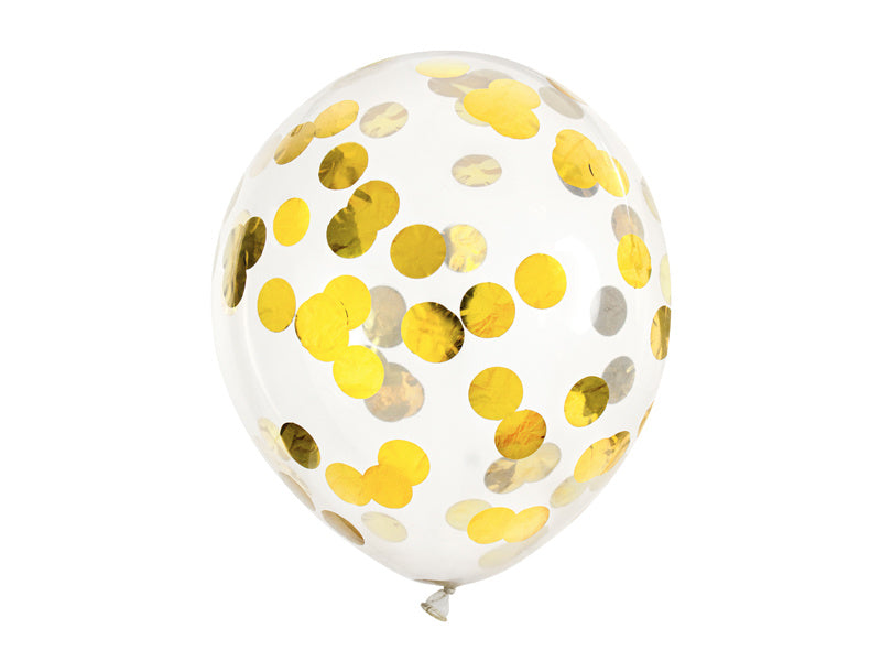 Balony z konfetti Gold Deluxe 30cm 6szt
